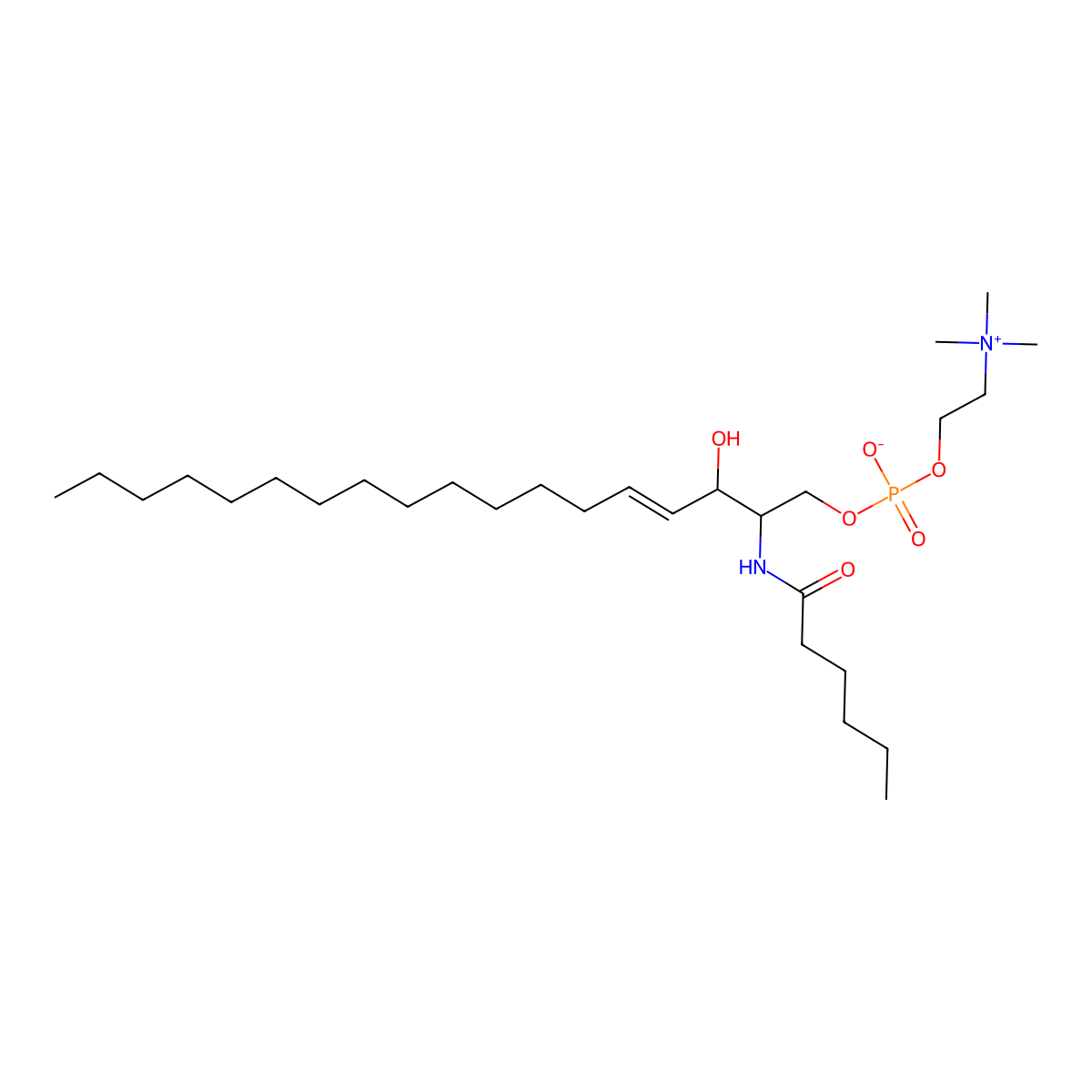 N-hexanoyl-D-erythro-sphingosylphosphorylcholine molecular structure, CAS 182493-45-4