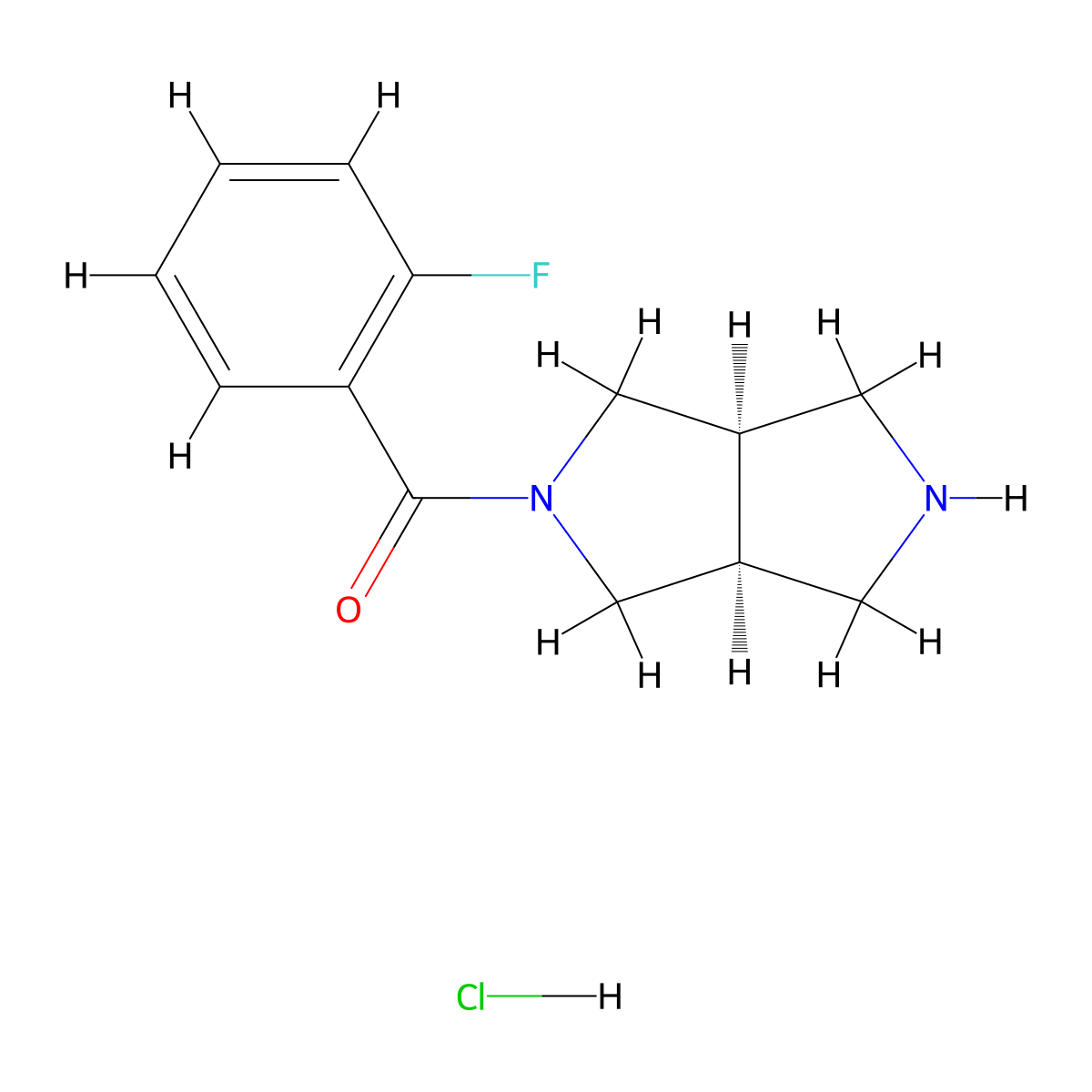 (3aR,6aS)-2-(2-fluorobenzoyl)-octahydropyrrolo[3,4-c]pyrrole hydrochloride molecular structure, CAS 1824961-56-9