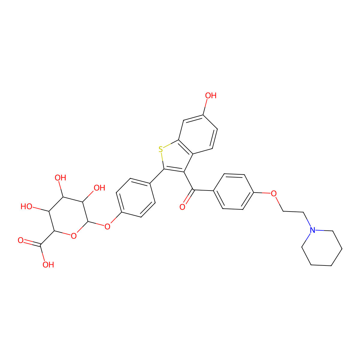Raloxifene 4'-glucuronide molecular structure, CAS 182507-22-8