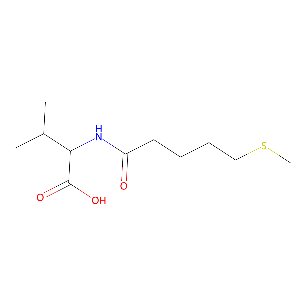 (2S)-3-methyl-2-[5-(methylsulfanyl)pentanamido]butanoic acid molecular structure, CAS 1825160-93-7