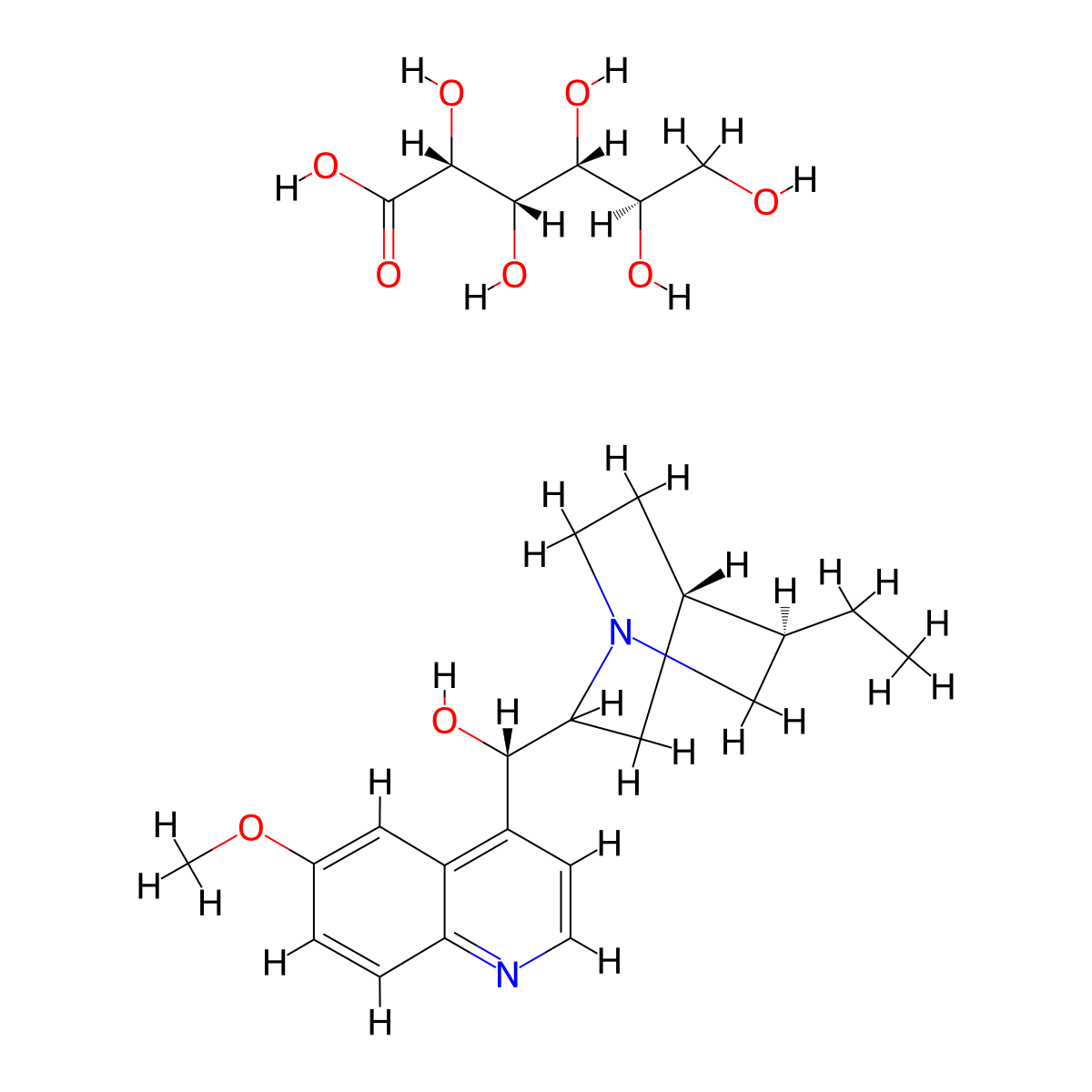 6'-Methoxy-10,11-dihydrocinchonan-9-ol--hexonic acid (1/1) molecular structure, CAS 18253-58-2