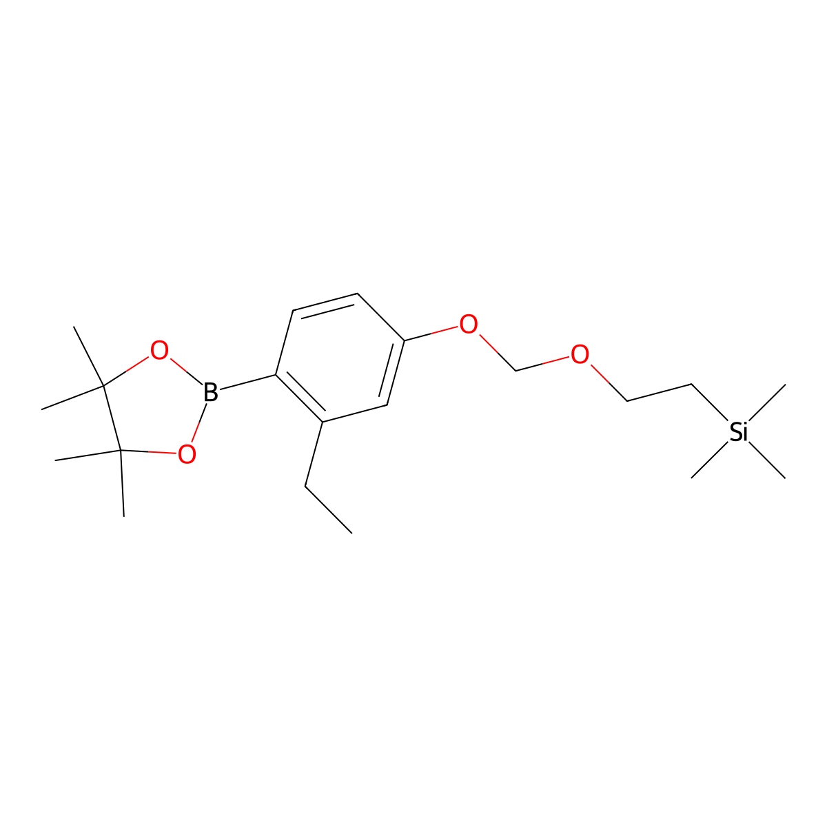 (2-((3-Ethyl-4-(4,4,5,5-tetramethyl-1,3,2-dioxaborolan-2-YL)phenoxy)methoxy)ethyl)trimethylsilane molecular structure, CAS 1825308-55-1