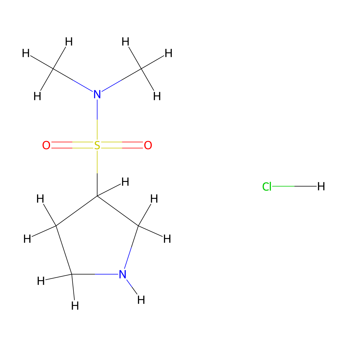 N,N-dimethylpyrrolidine-3-sulfonamide hydrochloride molecular structure, CAS 1825309-05-4