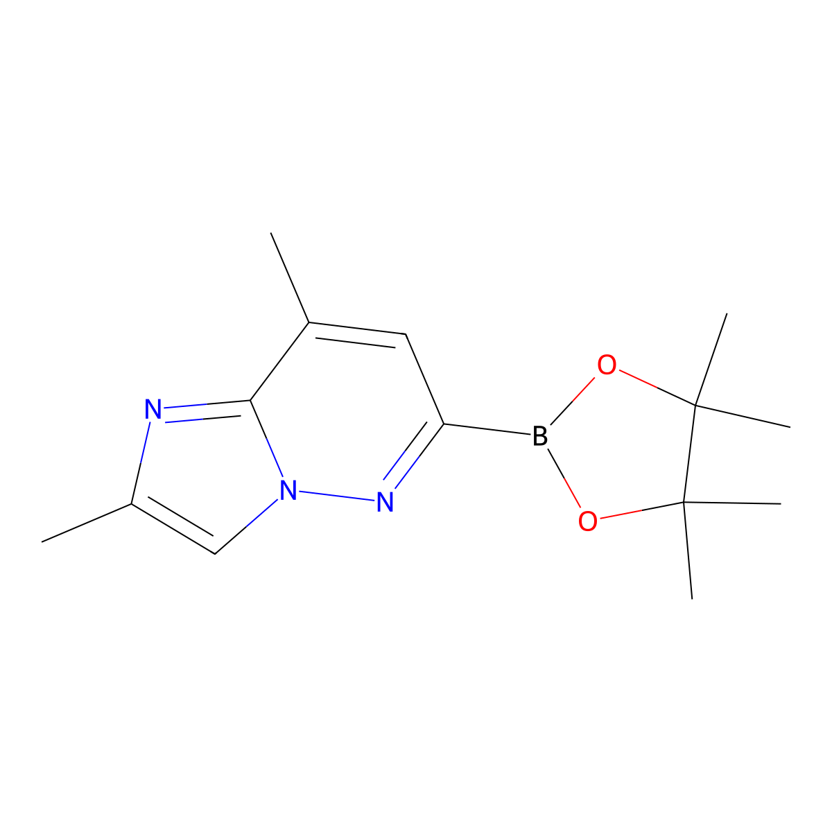 2,8-Dimethyl-6-(4,4,5,5-tetramethyl-1,3,2-dioxaborolan-2-yl)imidazo[1,2-b]pyridazine molecular structure, CAS 1825352-86-0