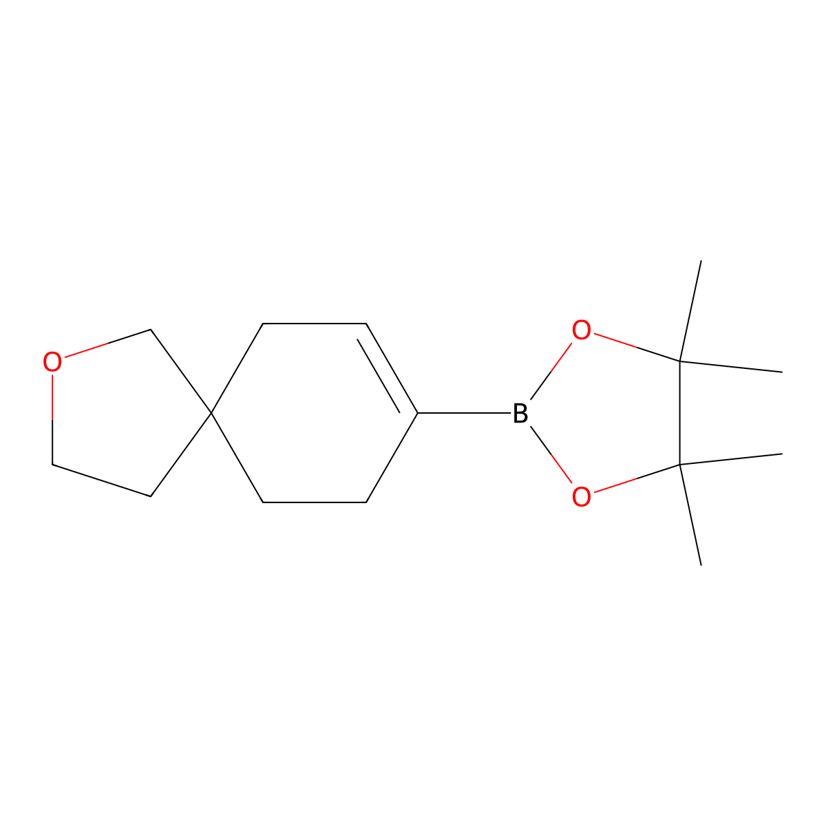 4,4,5,5-Tetramethyl-2-(2-oxaspiro[4.5]dec-7-en-8-yl)-1,3,2-dioxaborolane molecular structure, CAS 1825371-79-6