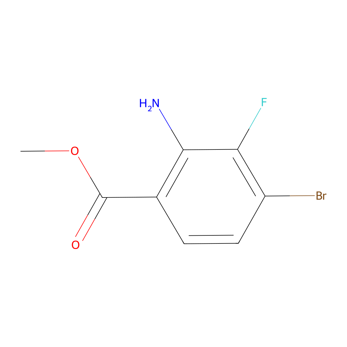 Methyl 2-amino-4-bromo-3-fluorobenzoate molecular structure, CAS 1825390-63-3