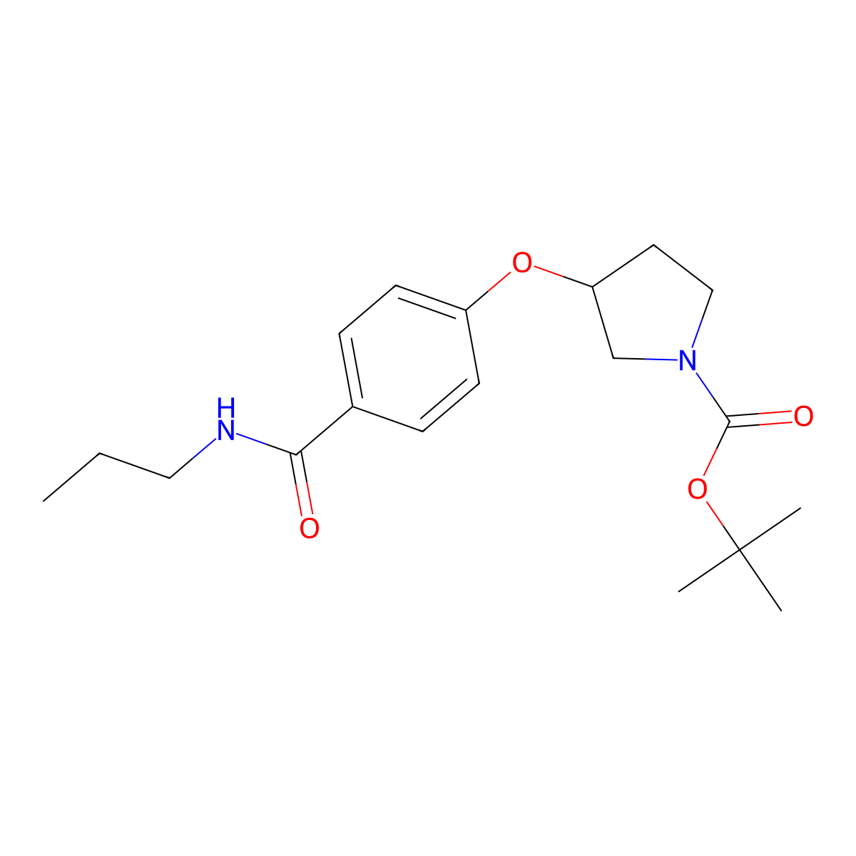 tert-Butyl 3-(4-(propylcarbamoyl)phenoxy)pyrrolidine-1-carboxylate molecular structure, CAS 1825392-00-4