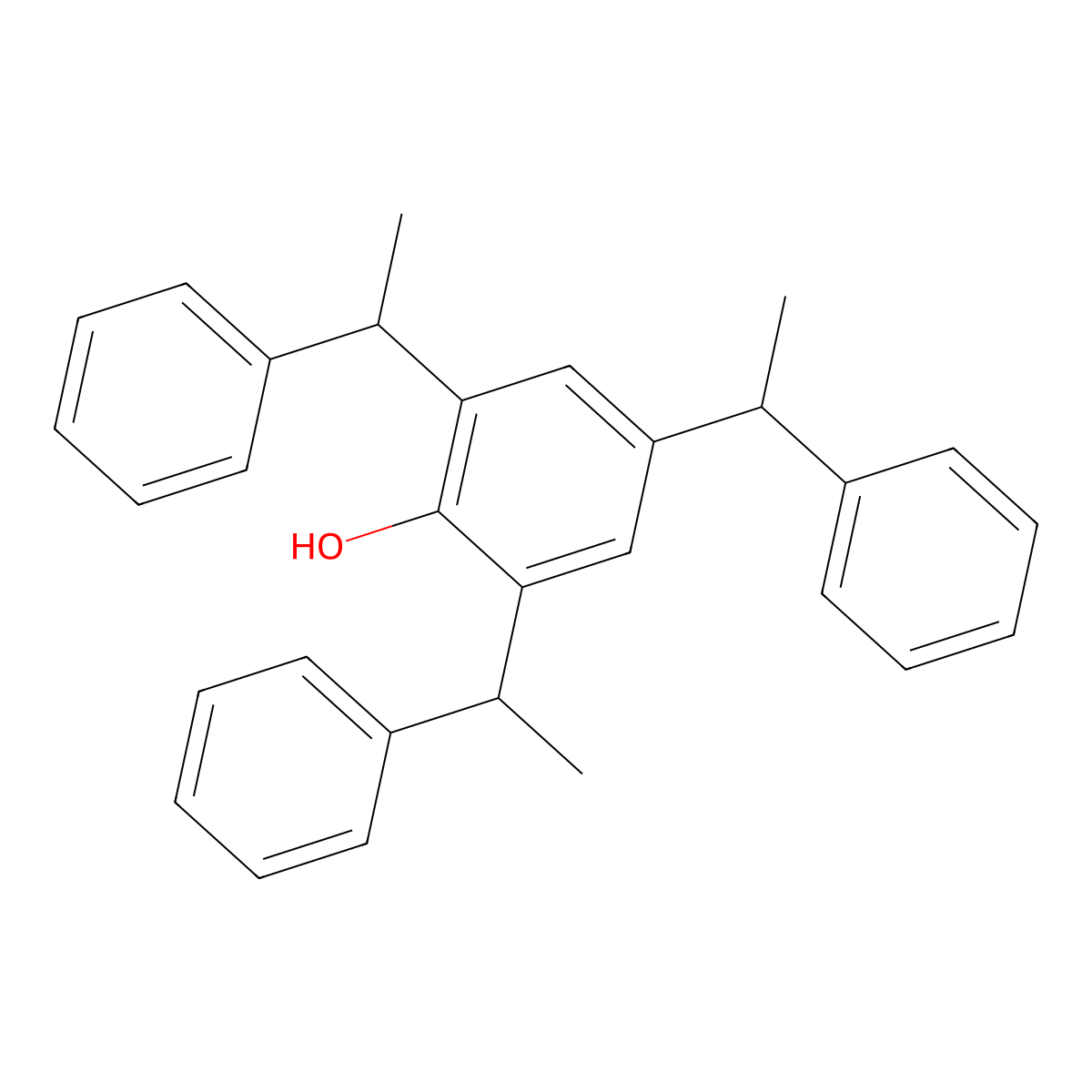 2,4,6-Tris(1-phenylethyl)phenol molecular structure, CAS 18254-13-2