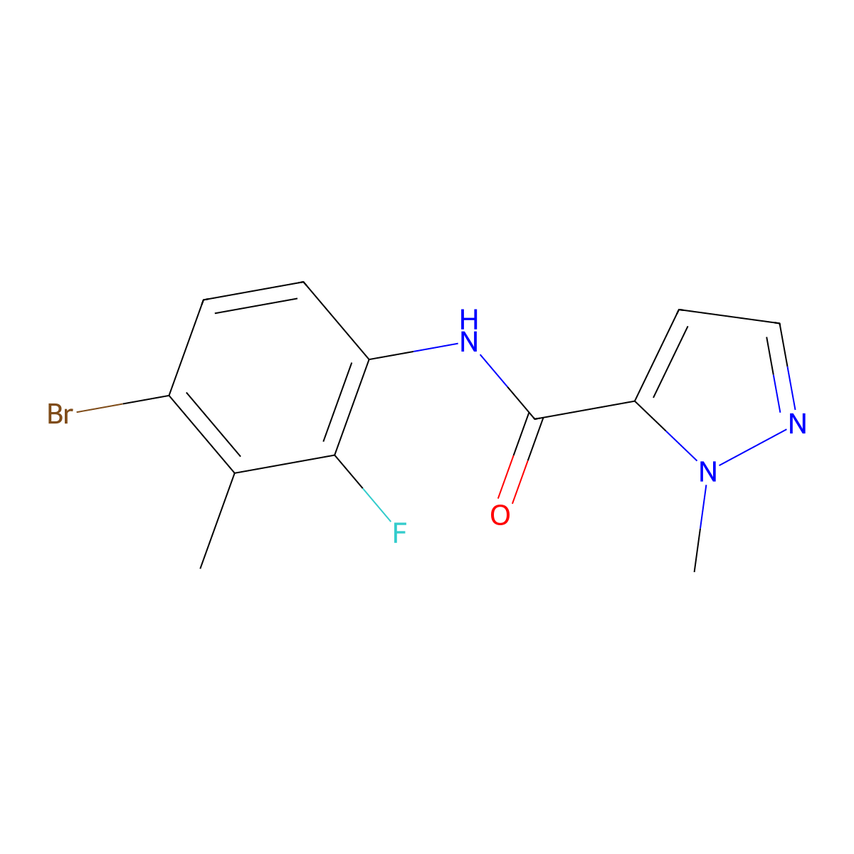 N-(4-Bromo-2-fluoro-3-methylphenyl)-1-methyl-1H-pyrazole-5-carboxamide molecular structure, CAS 1825462-60-9