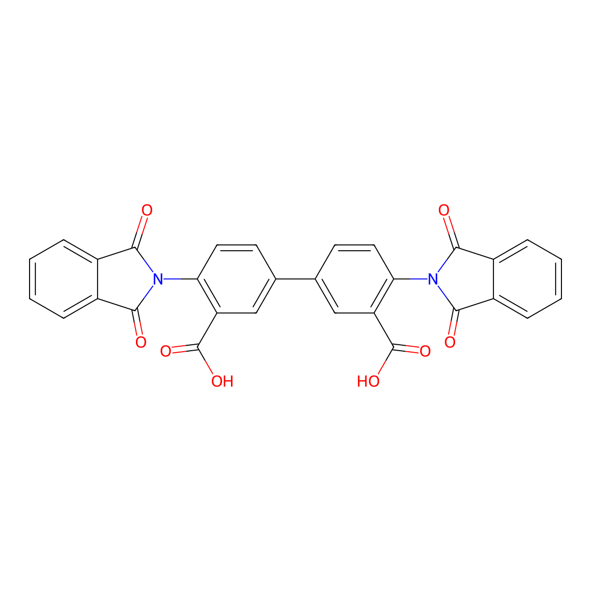 4,4'-Bis(1,3-dioxo-2,3-dihydro-1H-isoindol-2-YL)-[1,1'-biphenyl]-3,3'-dicarboxylic acid molecular structure, CAS 18257-48-2