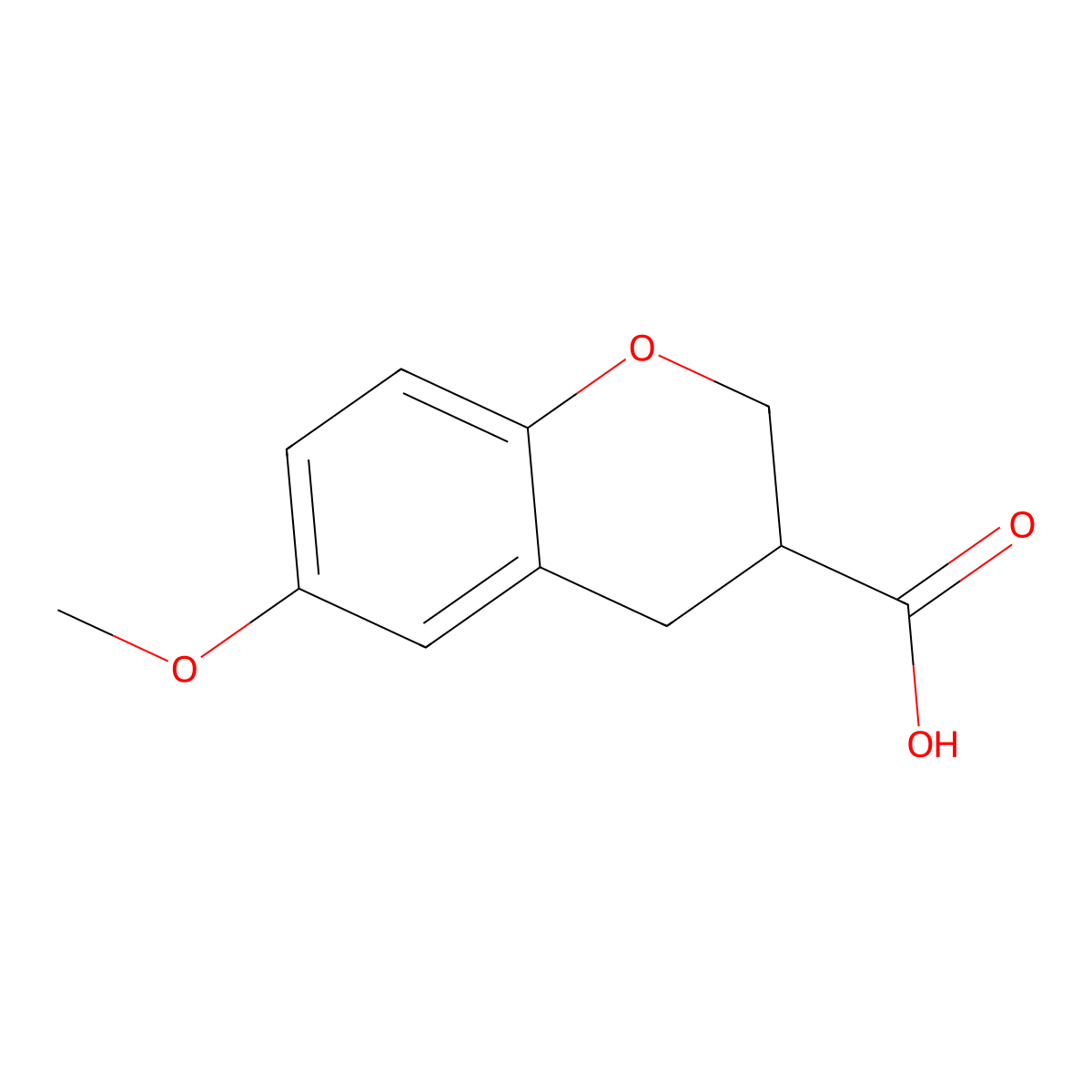 6-methoxy-3,4-dihydro-2H-1-benzopyran-3-carboxylic acid molecular structure, CAS 182570-26-9
