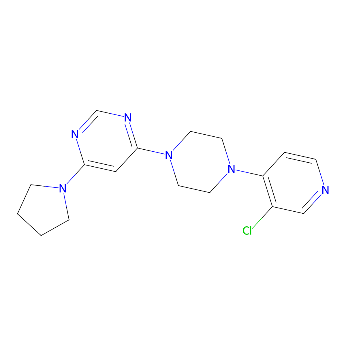 4-[4-(3-Chloropyridin-4-YL)piperazin-1-YL]-6-(pyrrolidin-1-YL)pyrimidine molecular structure, CAS 1825720-17-9