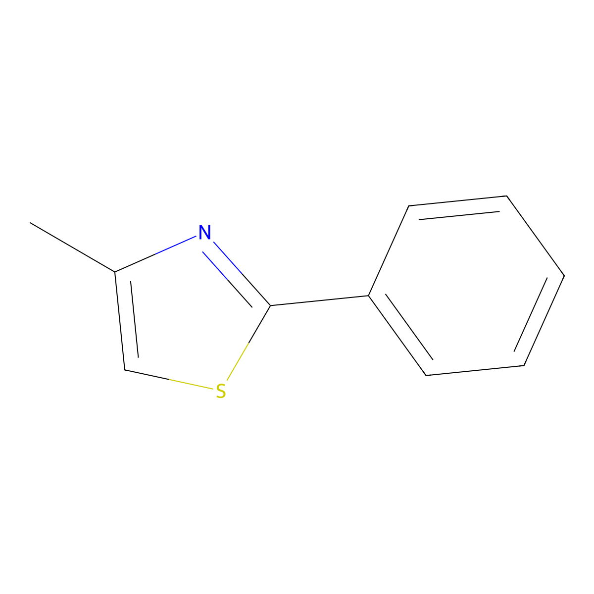 4-Methyl-2-phenylthiazole molecular structure, CAS 1826-17-1