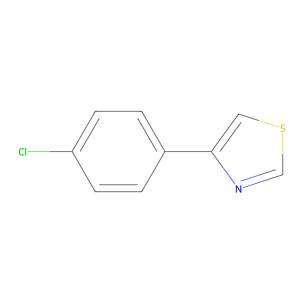4-(4-Chlorophenyl)thiazole molecular structure, CAS 1826-22-8