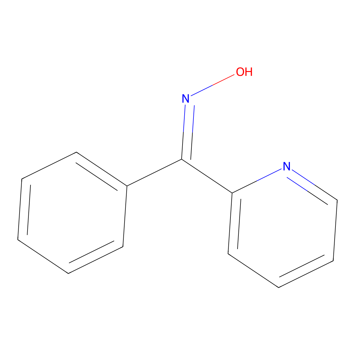 Phenyl 2-pyridyl ketone oxime molecular structure, CAS 1826-28-4