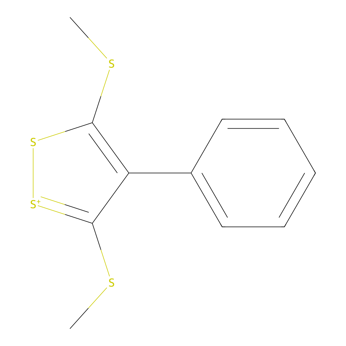 3,5-Bis(methylthio)-4-phenyl-1lambda(4),2-dithiole molecular structure, CAS 18260-42-9