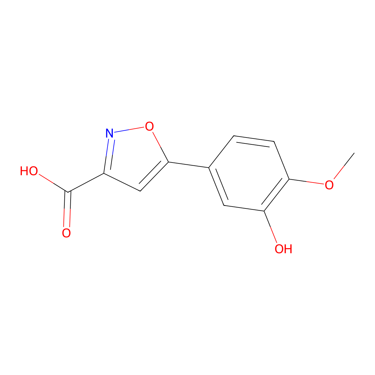 5-(3-Hydroxy-4-methoxyphenyl)isoxazole-3-carboxylic Acid molecular structure, CAS 1826025-72-2