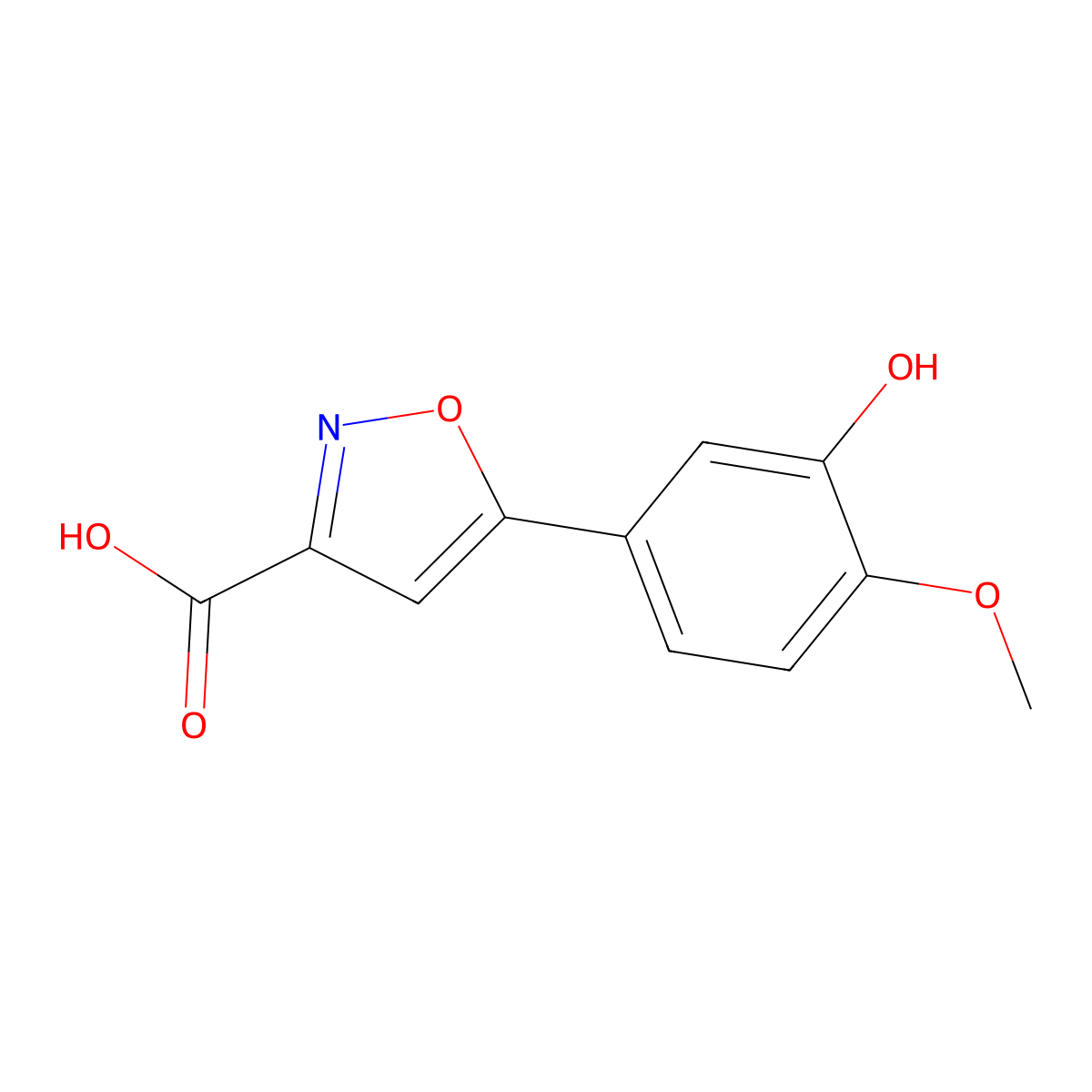 5-(3-Hydroxy-4-methoxyphenyl)isoxazole-3-carboxylic Acid molecular structure, CAS 1826025-72-2