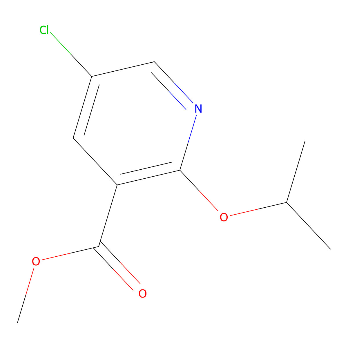 Methyl 5-chloro-2-(propan-2-yloxy)pyridine-3-carboxylate molecular structure, CAS 1826110-05-7