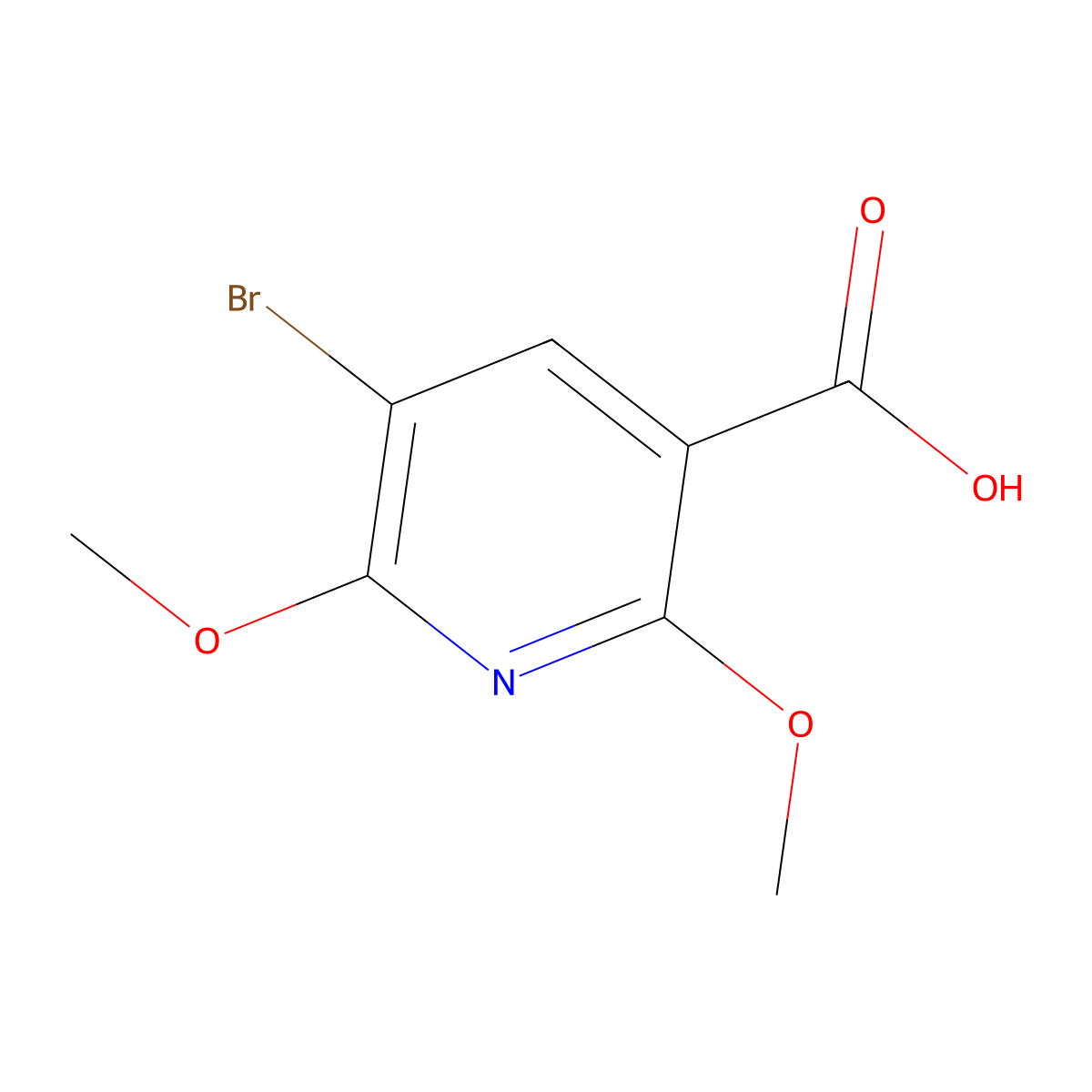 5-Bromo-2,6-dimethoxypyridine-3-carboxylic acid molecular structure, CAS 1826110-12-6