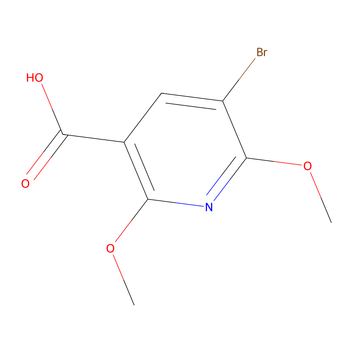 5-Bromo-2,6-dimethoxypyridine-3-carboxylic acid molecular structure, CAS 1826110-12-6