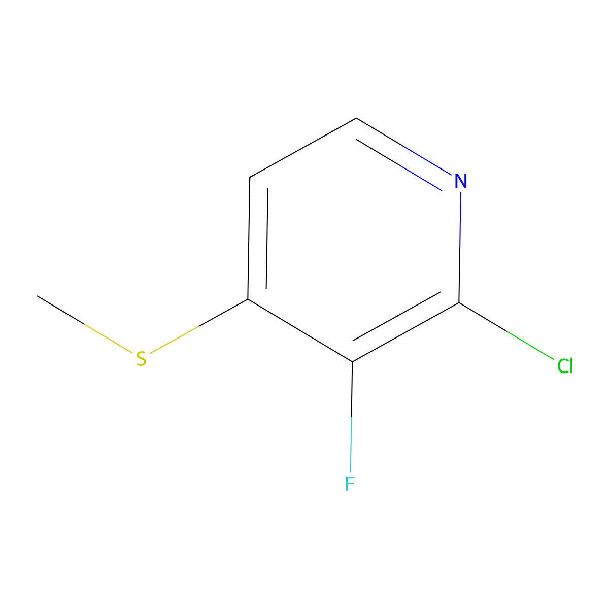 2-Chloro-3-fluoro-4-(methylthio)pyridine molecular structure, CAS 1826110-14-8