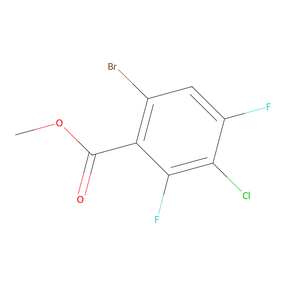 Methyl 6-bromo-3-chloro-2,4-difluorobenzoate molecular structure, CAS 1826110-16-0