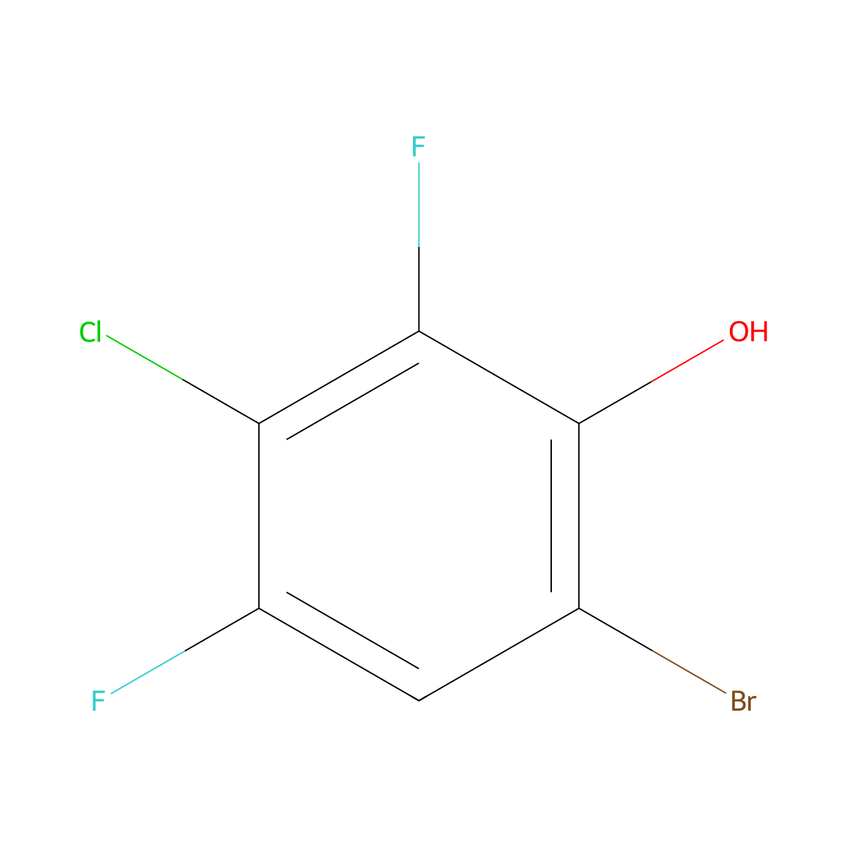 6-Bromo-3-chloro-2,4-difluorophenol molecular structure, CAS 1826110-17-1