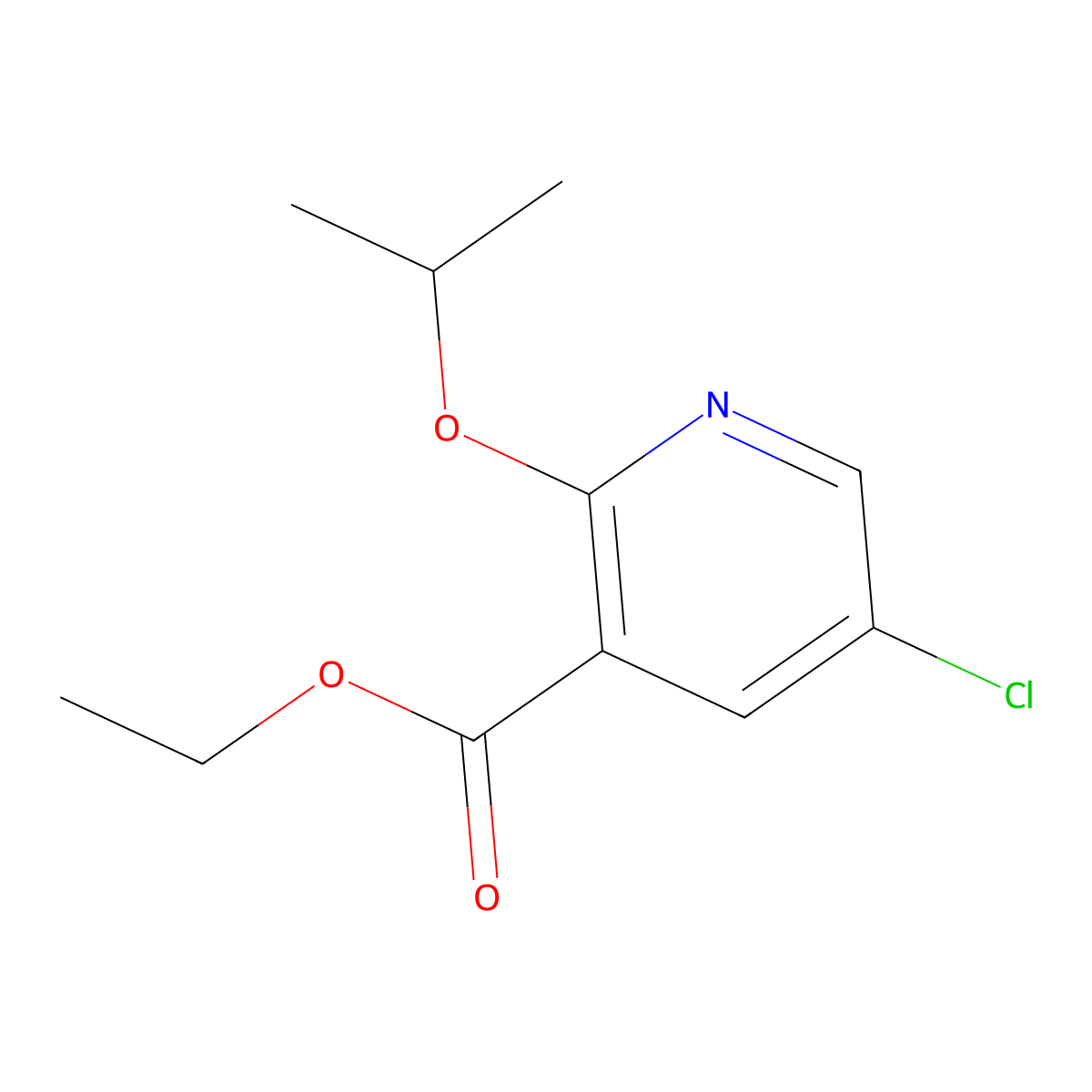 Ethyl 5-chloro-2-(propan-2-yloxy)pyridine-3-carboxylate molecular structure, CAS 1826110-19-3