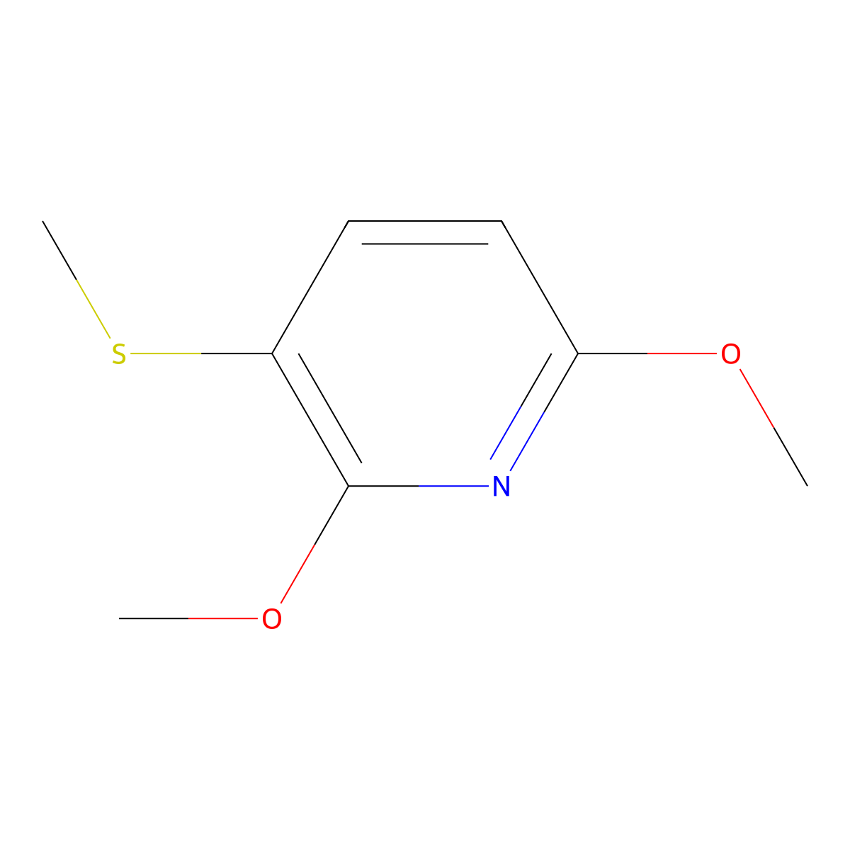 2,6-Dimethoxy-3-(methylsulfanyl)pyridine molecular structure, CAS 1826110-21-7