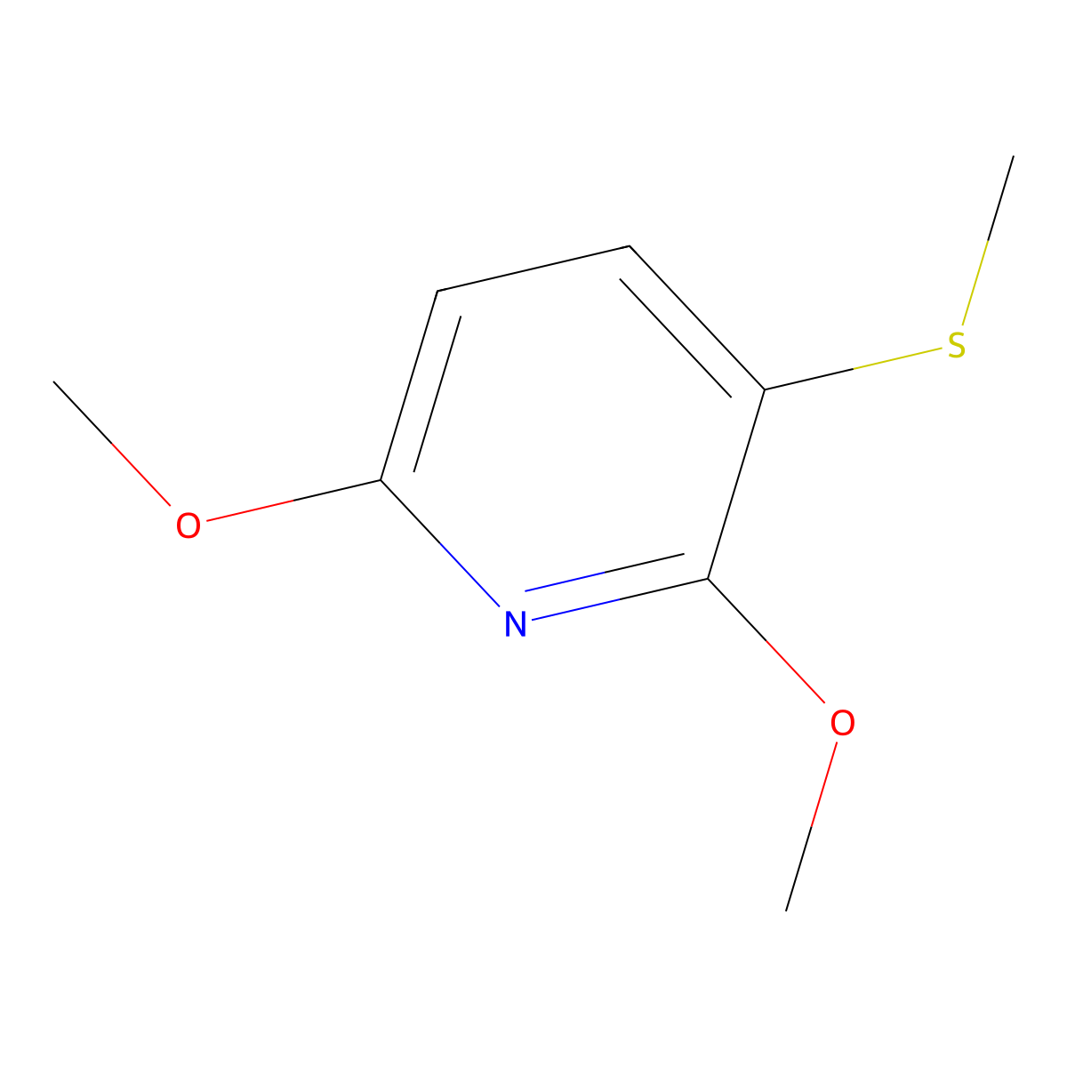2,6-Dimethoxy-3-(methylsulfanyl)pyridine molecular structure, CAS 1826110-21-7