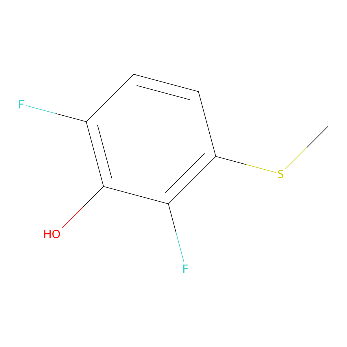 2,6-Difluoro-3-(methylthio)-phenol molecular structure, CAS 1826110-22-8