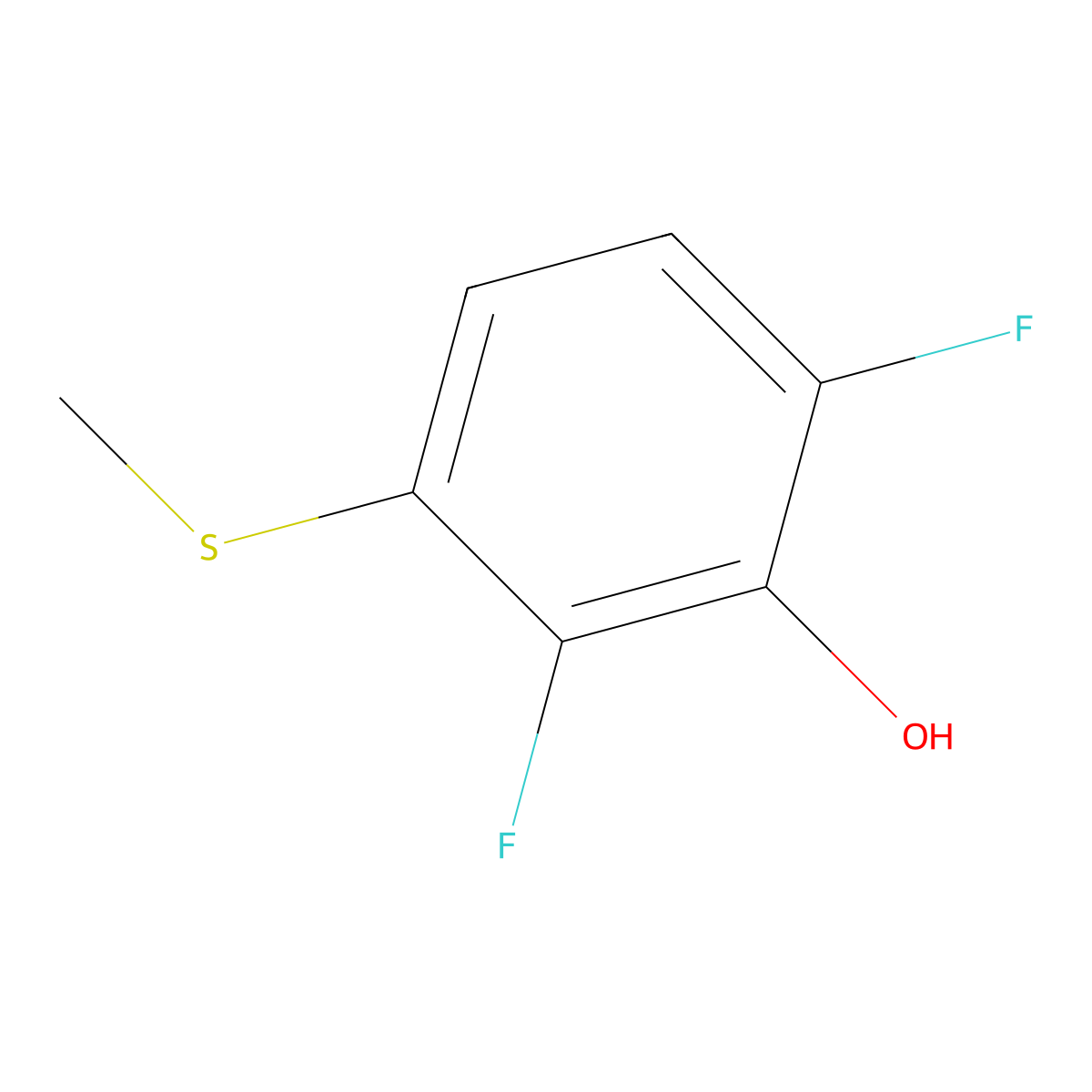 2,6-Difluoro-3-(methylthio)-phenol molecular structure, CAS 1826110-22-8