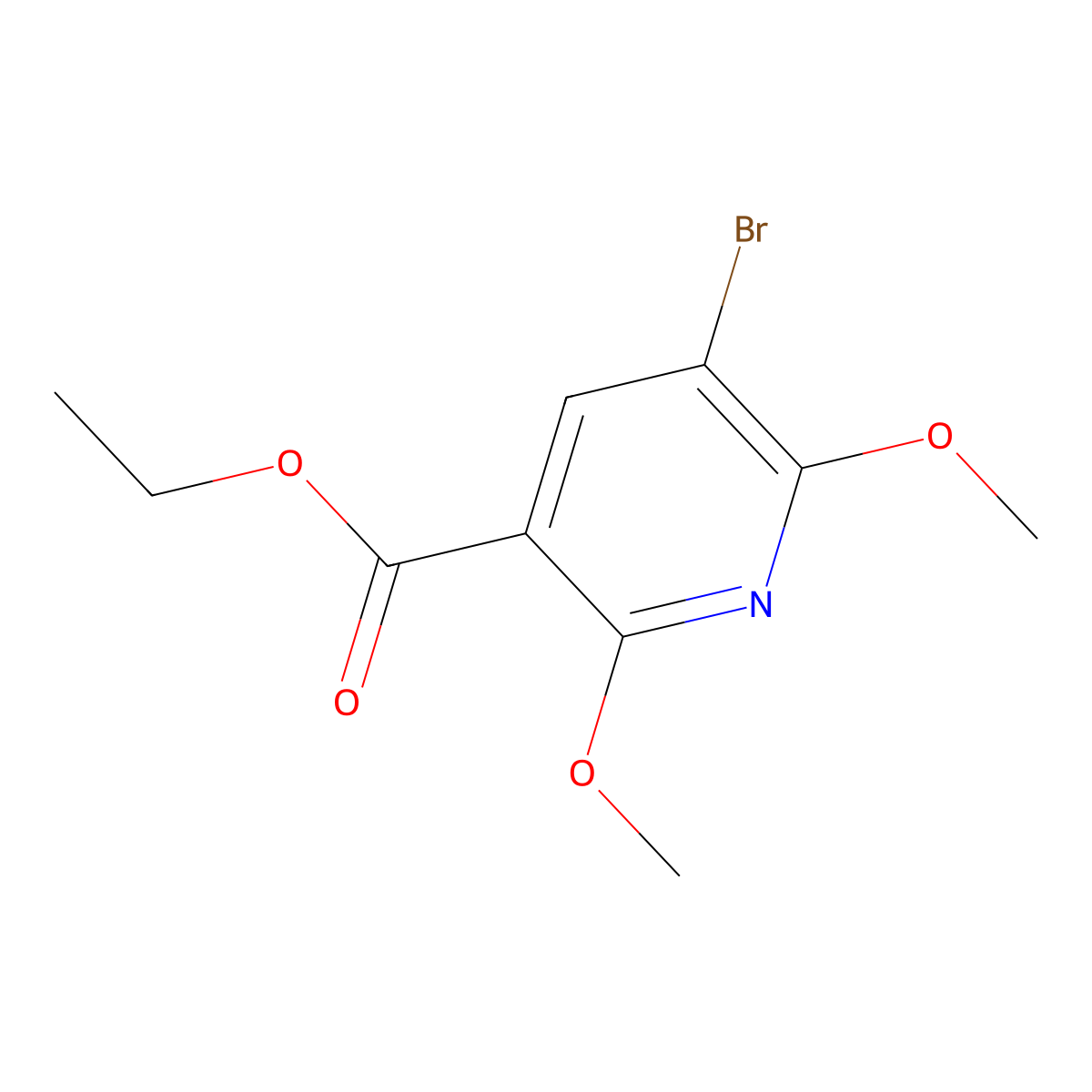 Ethyl 5-bromo-2,6-dimethoxypyridine-3-carboxylate molecular structure, CAS 1826110-25-1