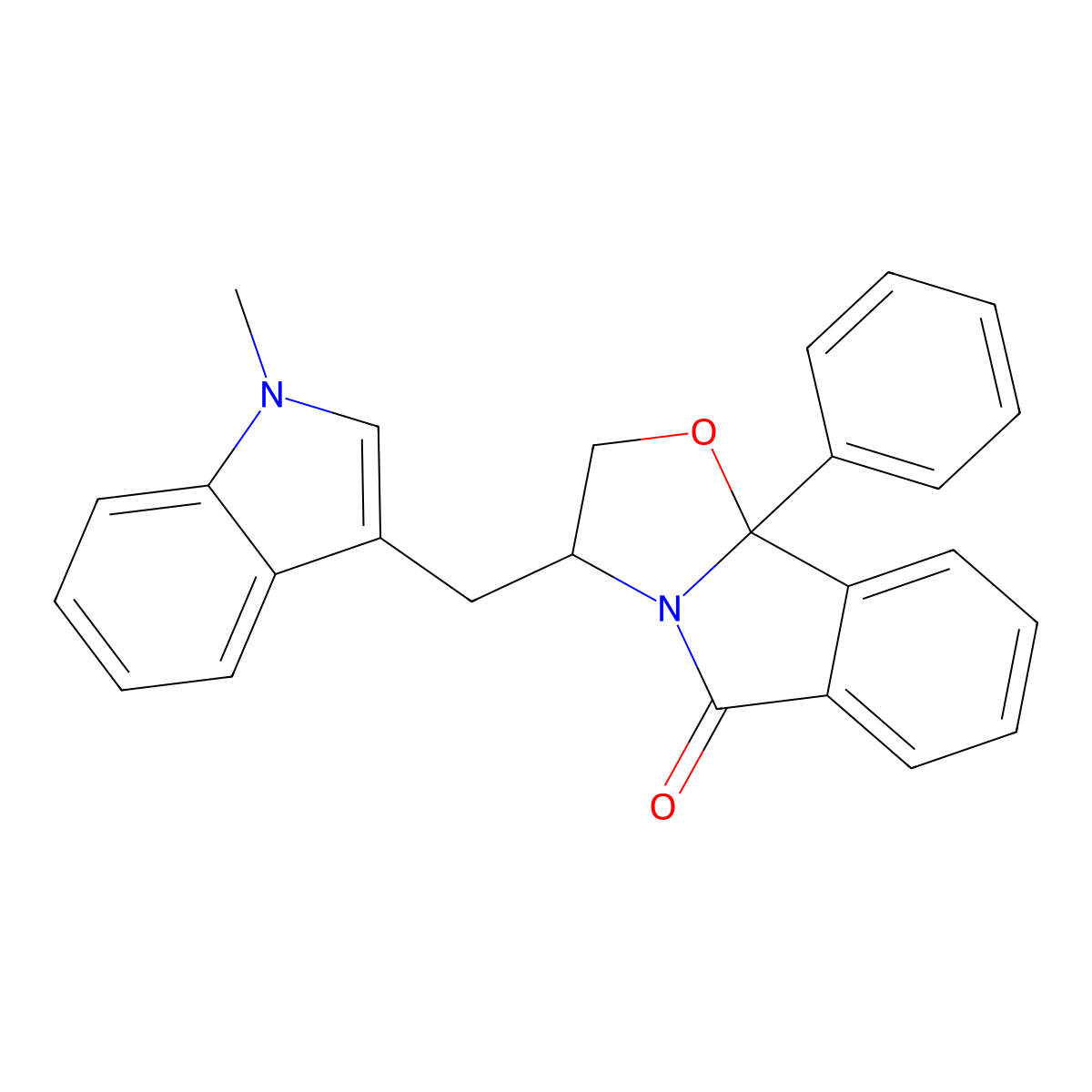 (3S,9bR)-3-[(1-methylindol-3-yl)methyl]-9b-phenyl-2,3-dihydro-[1,3]oxazolo[2,3-a]isoindol-5-one molecular structure, CAS 1826116-38-4