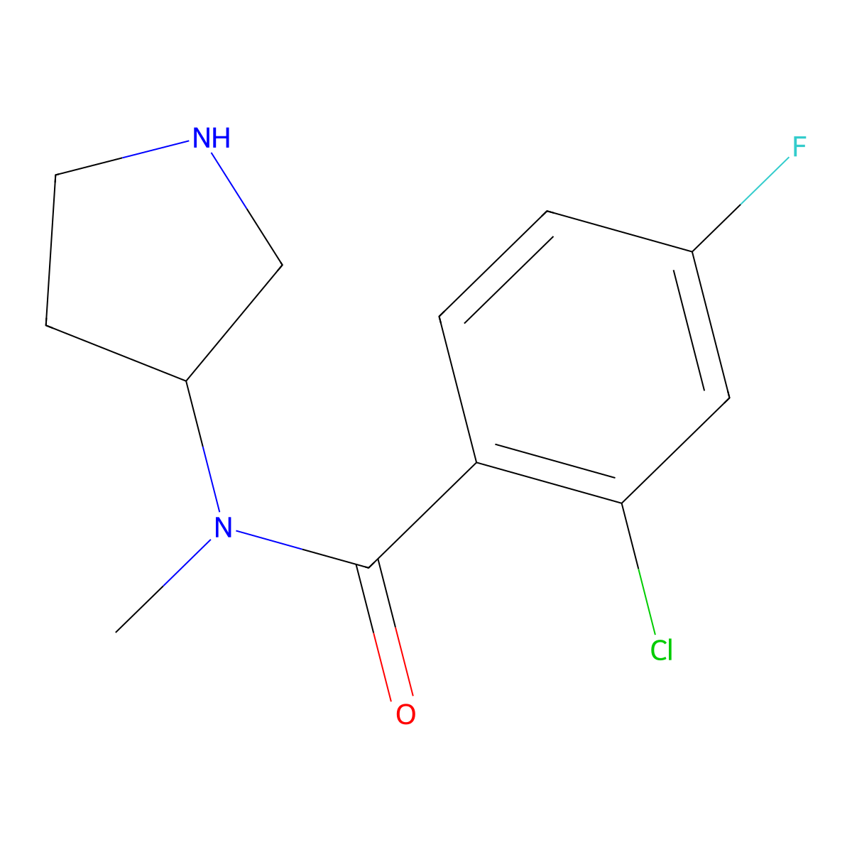 2-Chloro-4-fluoro-N-methyl-N-(pyrrolidin-3-yl)benzamide molecular structure, CAS 1826187-88-5