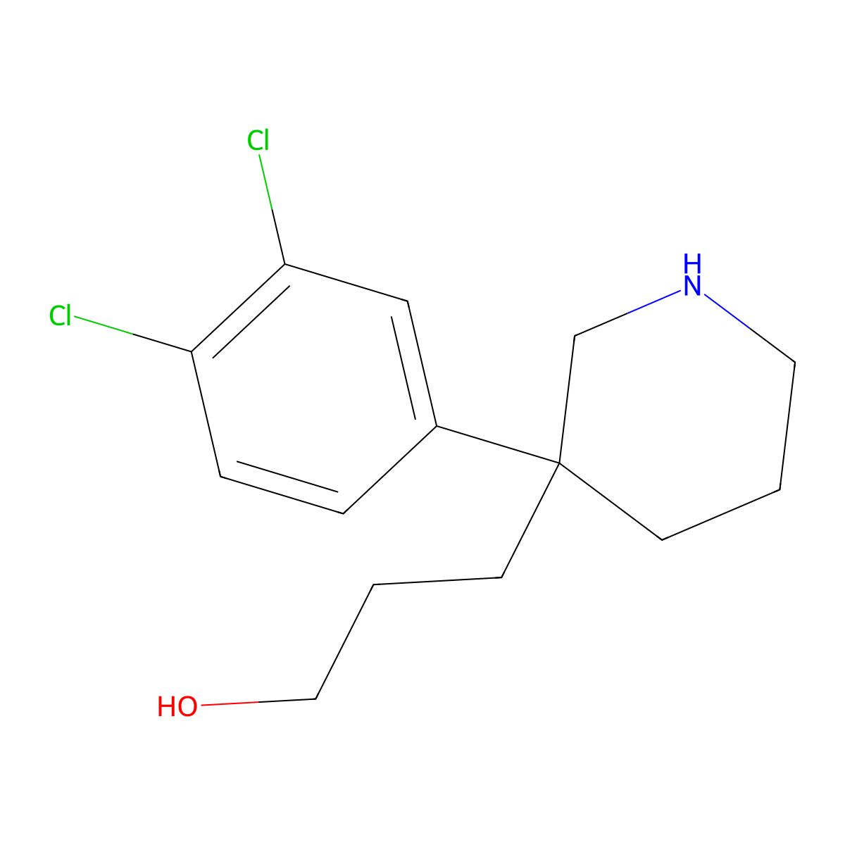 3-(3-(3,4-Dichlorophenyl)piperidin-3-YL)propan-1-OL molecular structure, CAS 182621-51-8