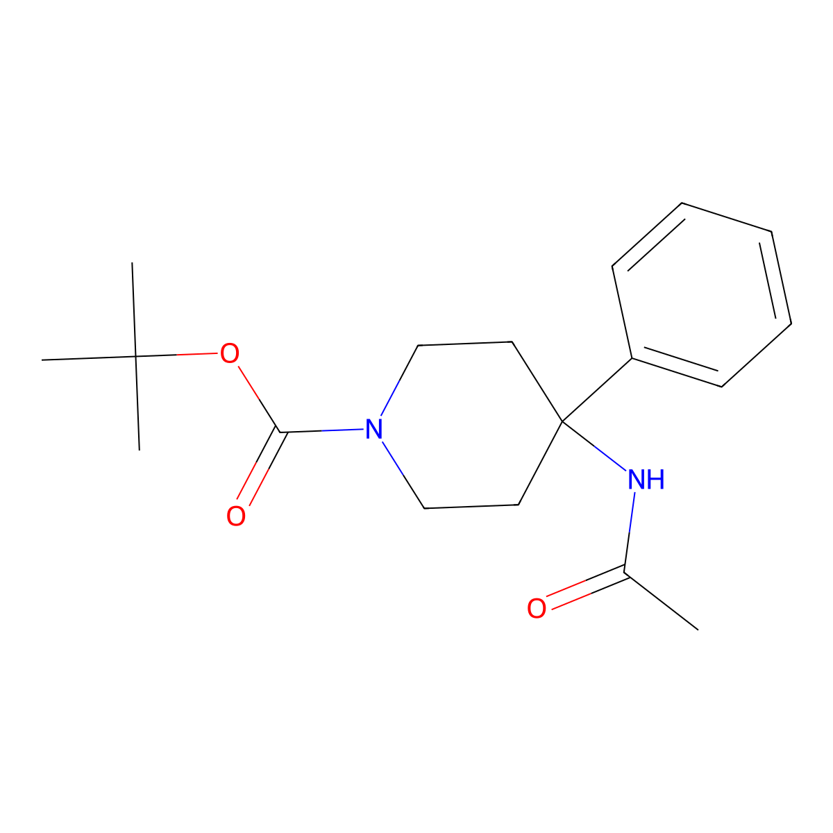 1-Boc-4-Acetamido-4-phenylpiperidine molecular structure, CAS 182621-52-9