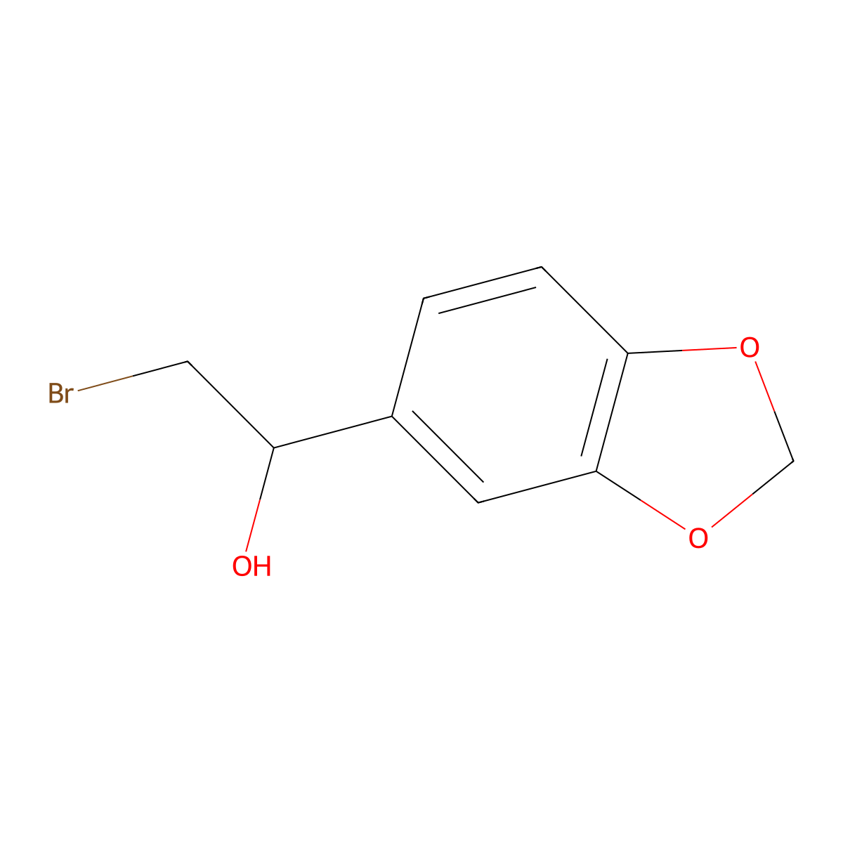 (1R)-1-(2H-1,3-benzodioxol-5-yl)-2-bromoethan-1-ol molecular structure, CAS 182621-74-5