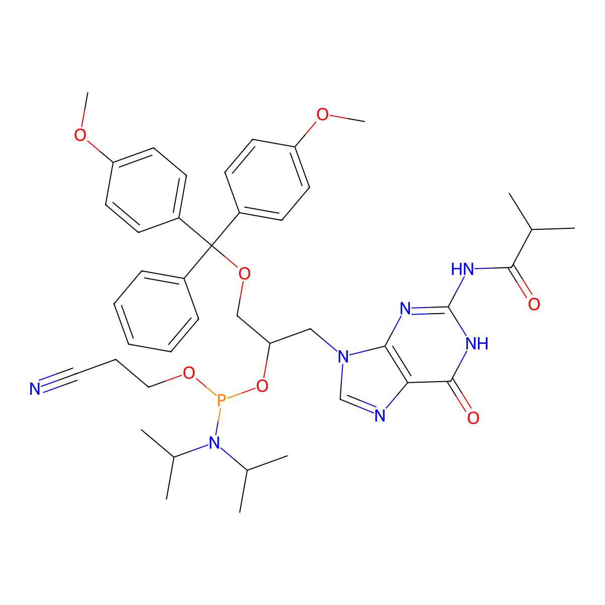 (R)-GNA-G(iBu) phosphoramidite molecular structure, CAS 182625-78-1