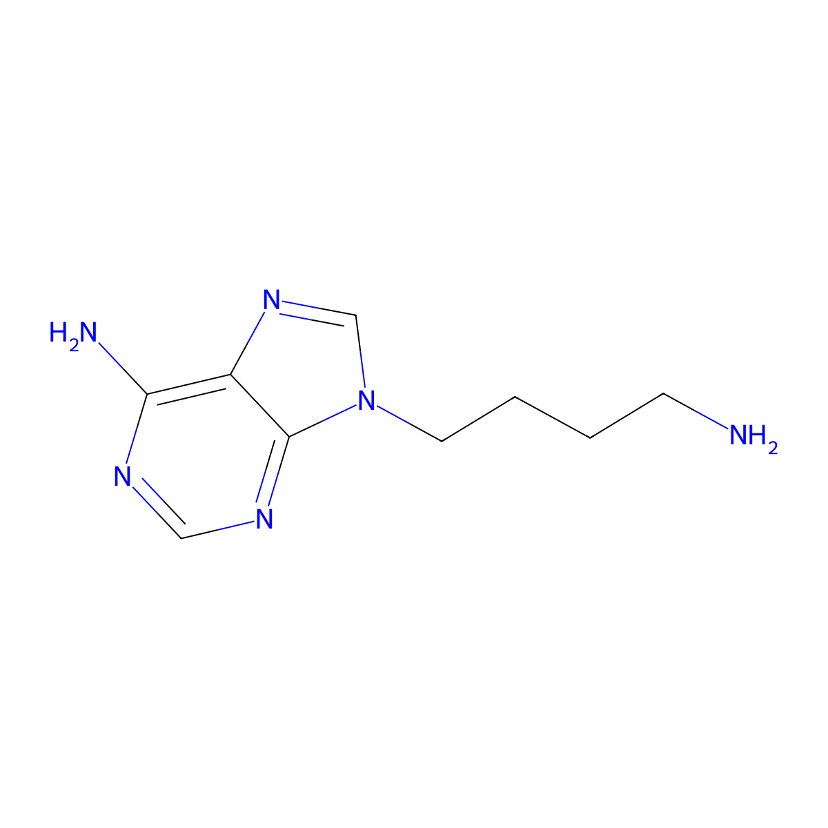 9-(4-aminobutyl)-9H-purin-6-amine molecular structure, CAS 182627-49-2