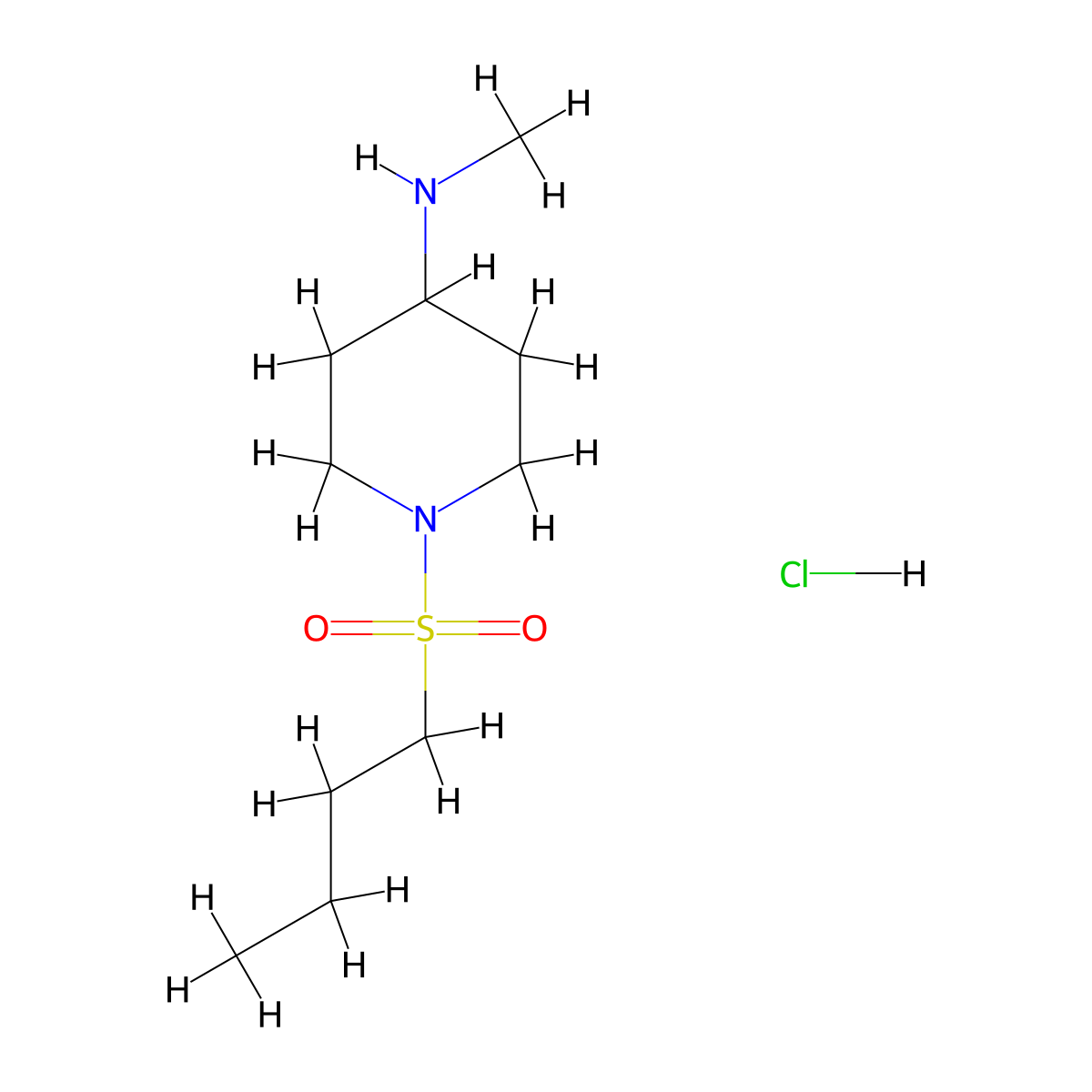 1-(butylsulfonyl)-N-methylpiperidin-4-amine hydrochloride molecular structure, CAS 1826403-46-6