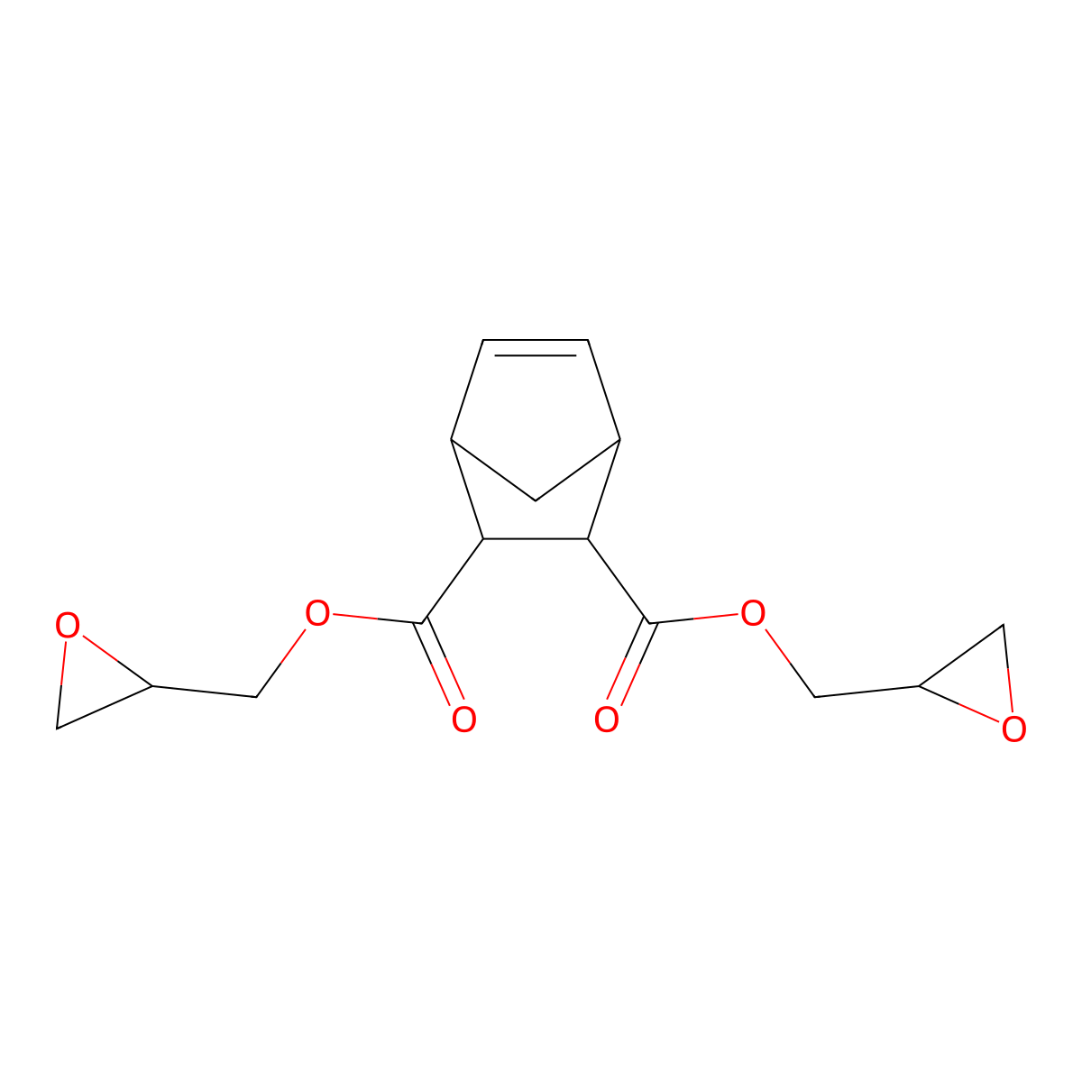 Bis(2,3-epoxypropyl) bicyclo(2.2.1)hept-5-ene-2,3-dicarboxylate molecular structure, CAS 18266-33-6