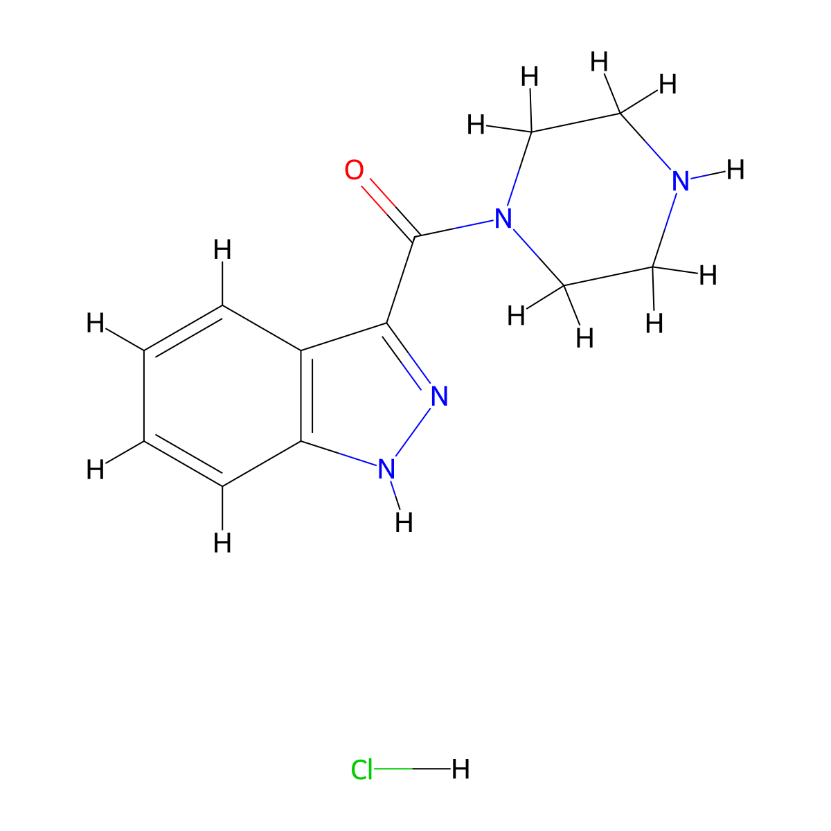 3-(piperazine-1-carbonyl)-1H-indazole hydrochloride molecular structure, CAS 1826671-75-3