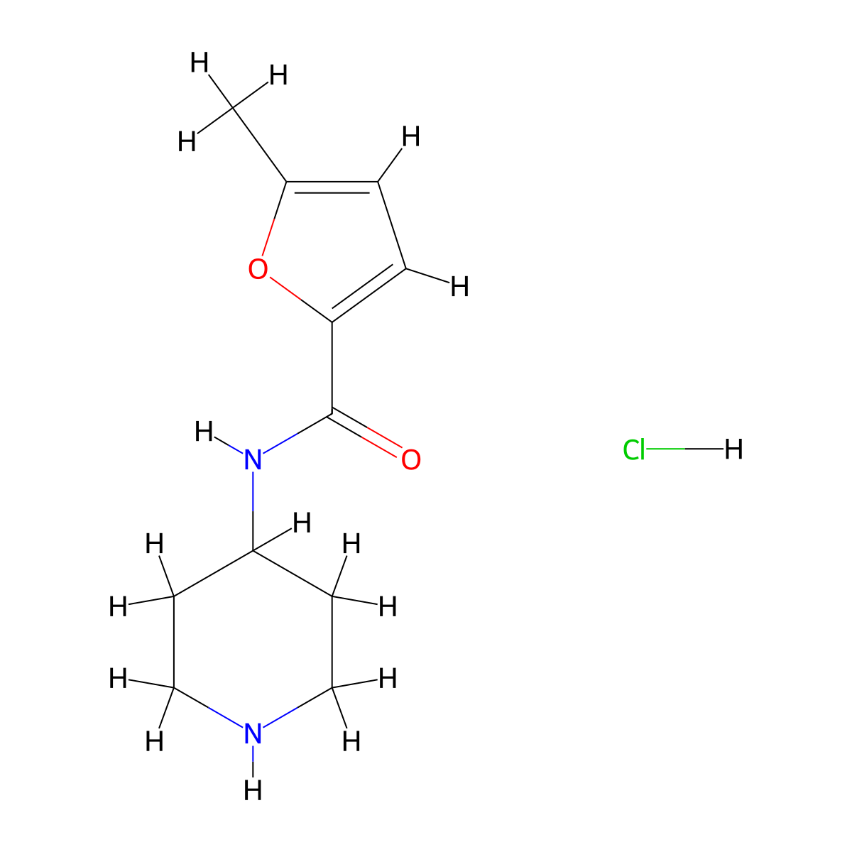 5-methyl-N-(piperidin-4-yl)furan-2-carboxamide hydrochloride molecular structure, CAS 1826676-21-4