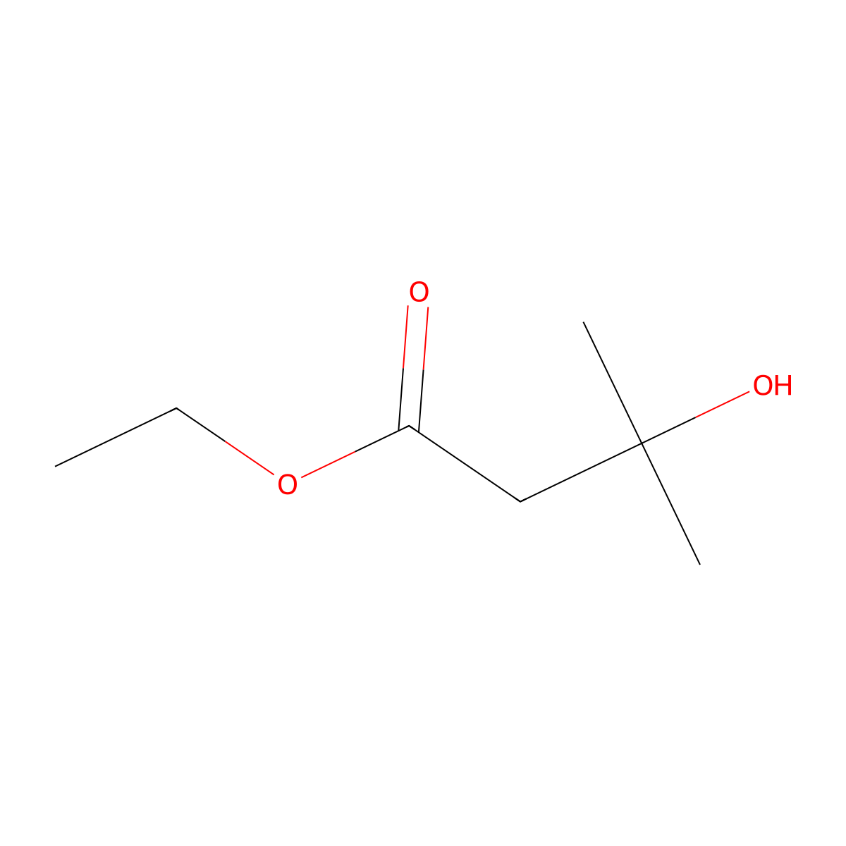 Ethyl 3-hydroxy-3-methylbutyrate molecular structure, CAS 18267-36-2