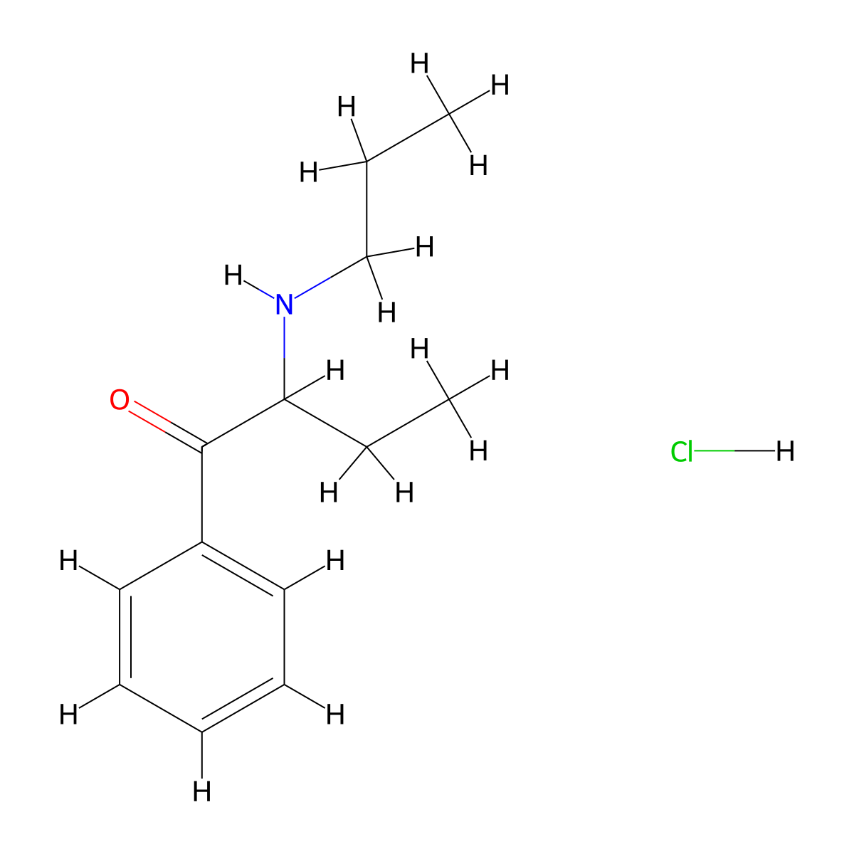 1-Phenyl-2-(propylamino)butan-1-one--hydrogen chloride (1/1) molecular structure, CAS 18267-91-9