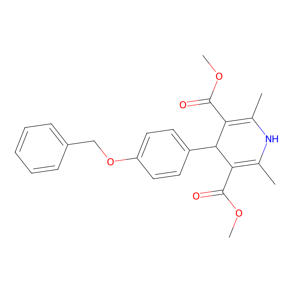 3,5-Dimethyl 4-[4-(benzyloxy)phenyl]-2,6-dimethyl-1,4-dihydropyridine-3,5-dicarboxylate molecular structure, CAS 182678-66-6