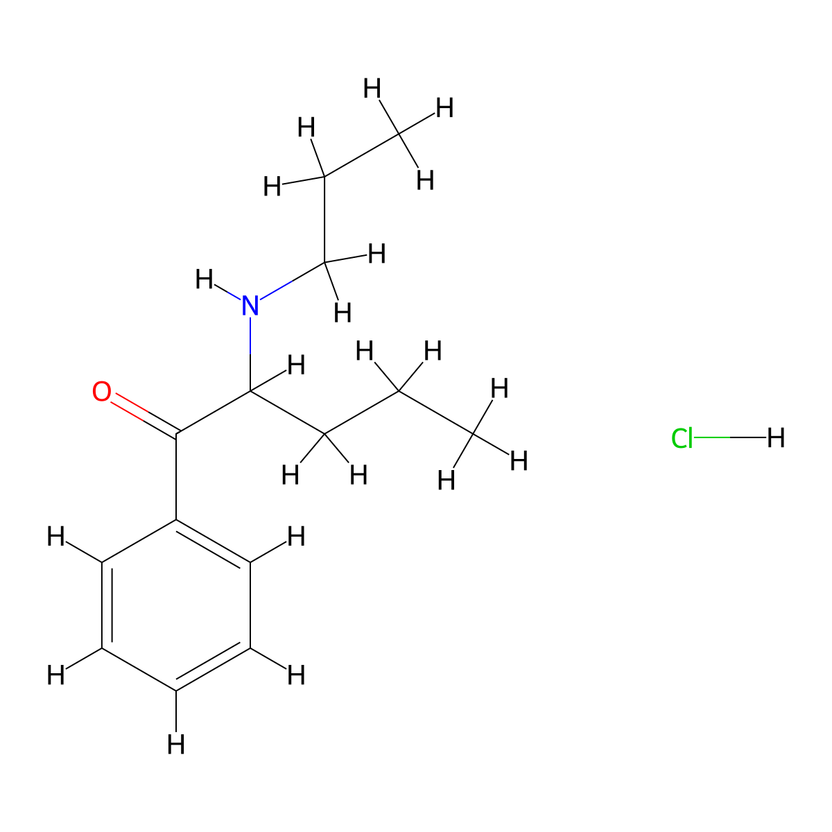 1-Phenyl-2-(propylamino)-1-pentanone,monohydrochloride molecular structure, CAS 18268-15-0