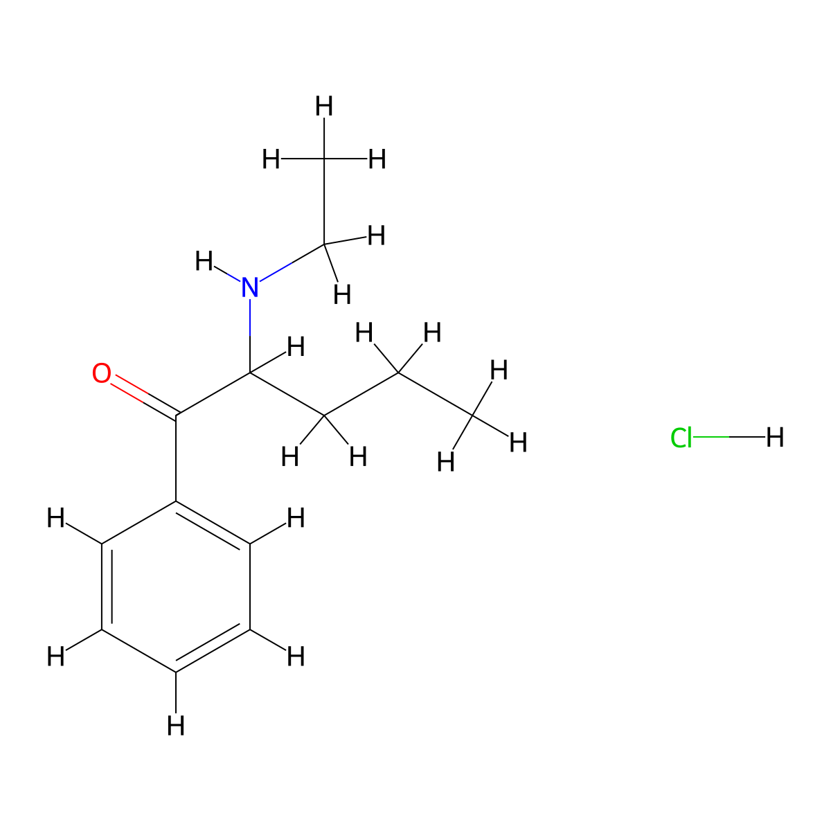 alpha-Ethylaminopentiophenone hydrochloride molecular structure, CAS 18268-16-1